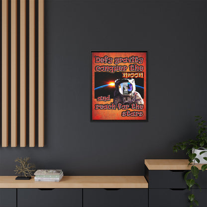 defy conquer reach - framed canvas art (burnt orange)