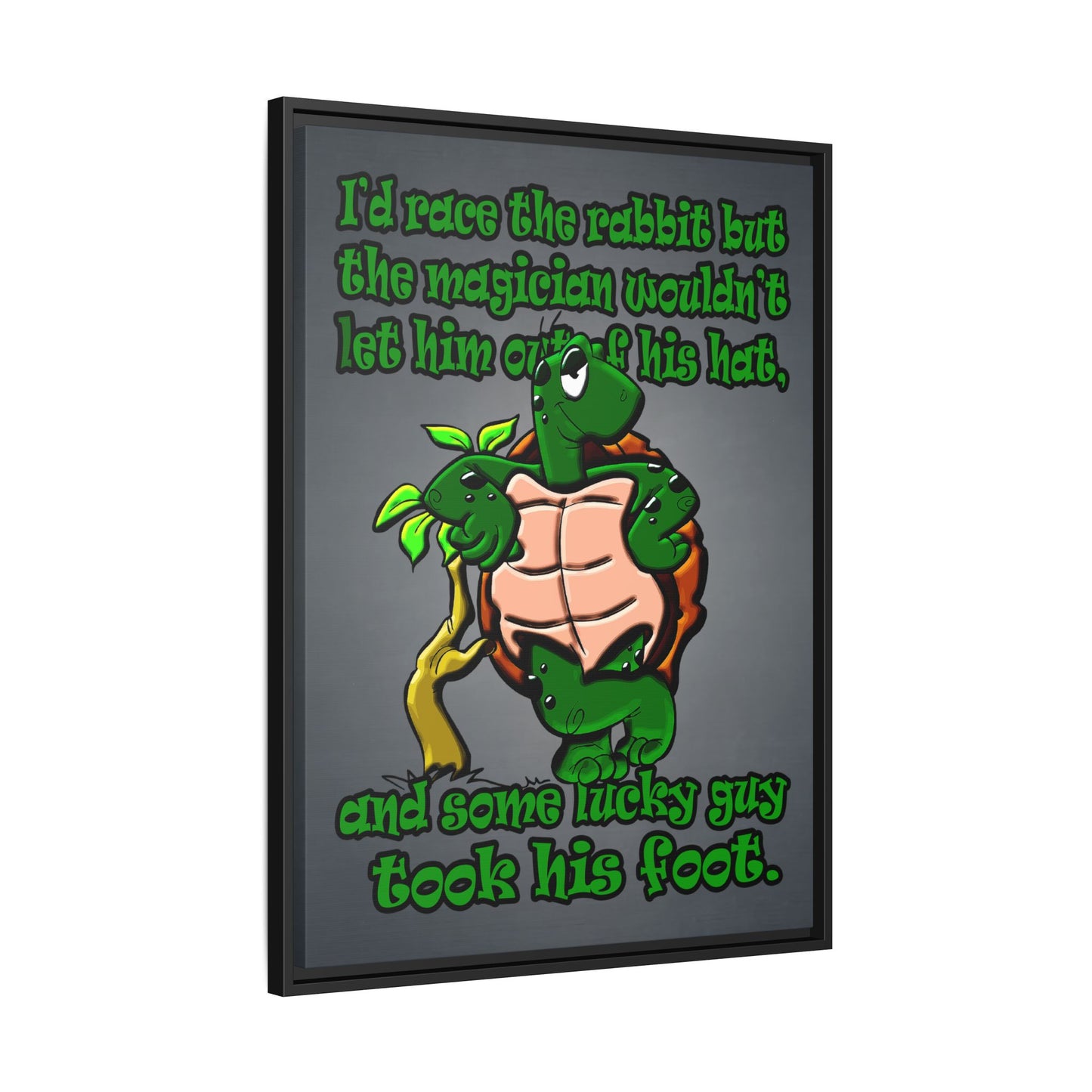 turtle race - framed canvas art (grey-light grey)