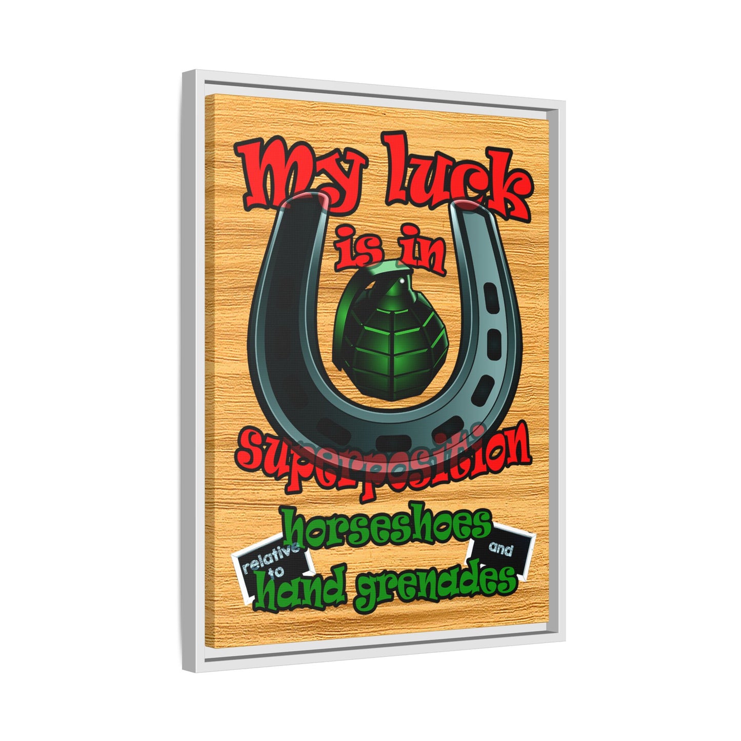 my luck - framed canvas art (butterscotch wood finish)