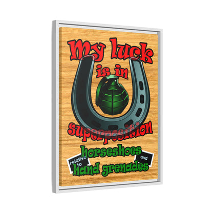my luck - framed canvas art (butterscotch wood finish)