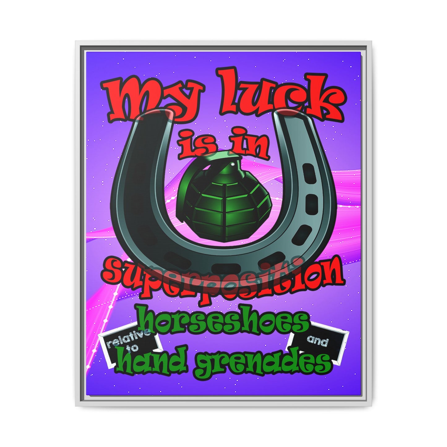 my luck - framed canvas art (purple-pink wave)