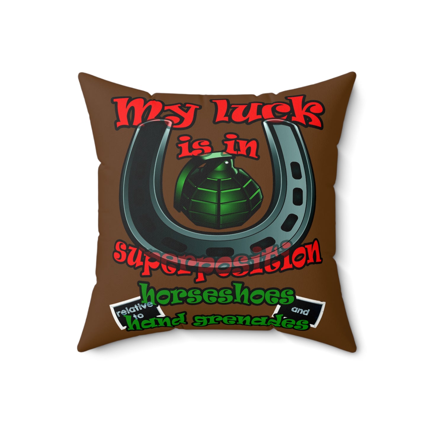 my luck - Faux Suede Square Pillow - (brown)