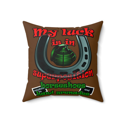 my luck - Faux Suede Square Pillow - (brown)