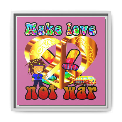 love peace - framed canvas art (light pink)
