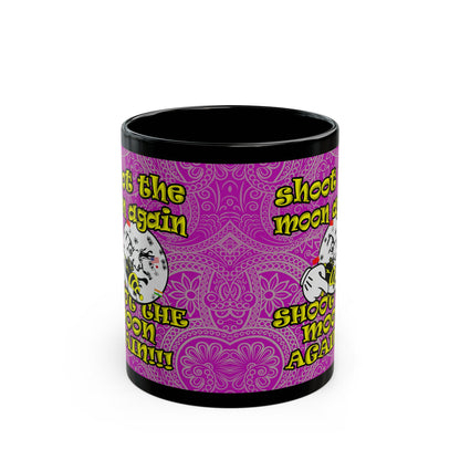 shoot the moon again - Black Mug (pink swirl)
