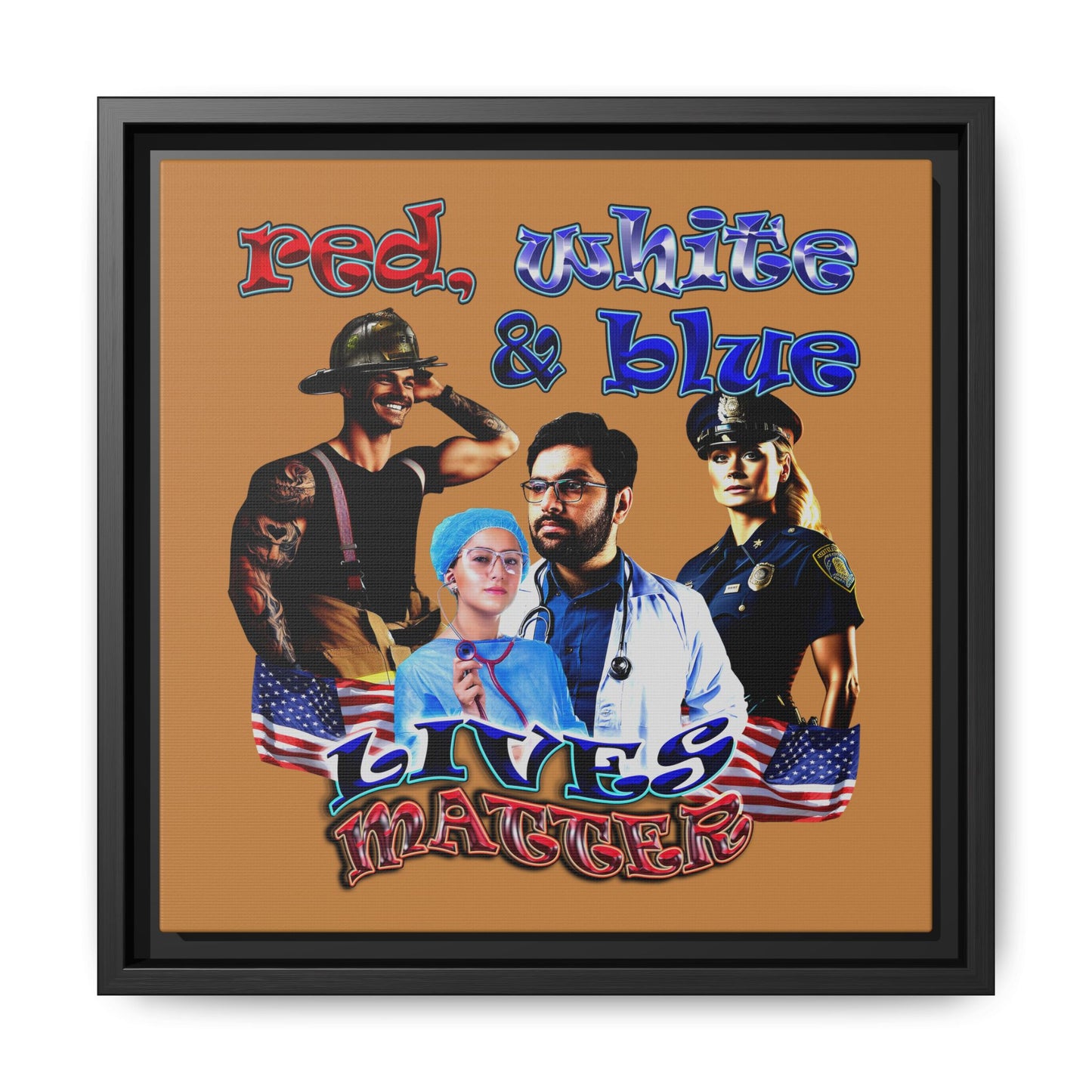 rw&b lives matter - framed canvas art (light brown)