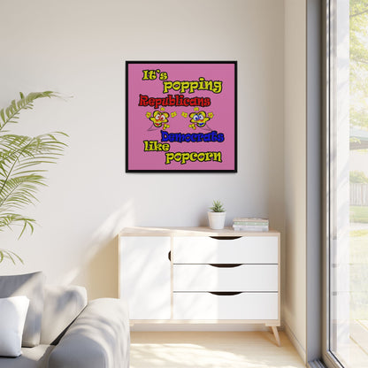 popping like popcorn - framed canvas art (light pink)