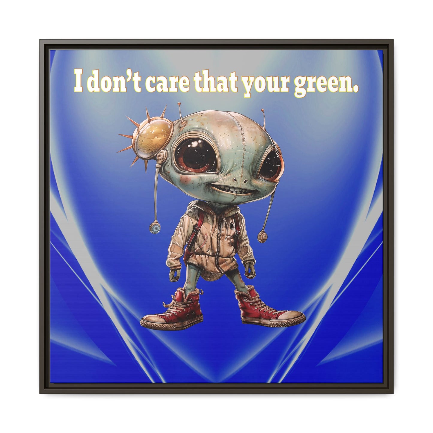 I don't care that your green - framed canvas art (blue-white wave)
