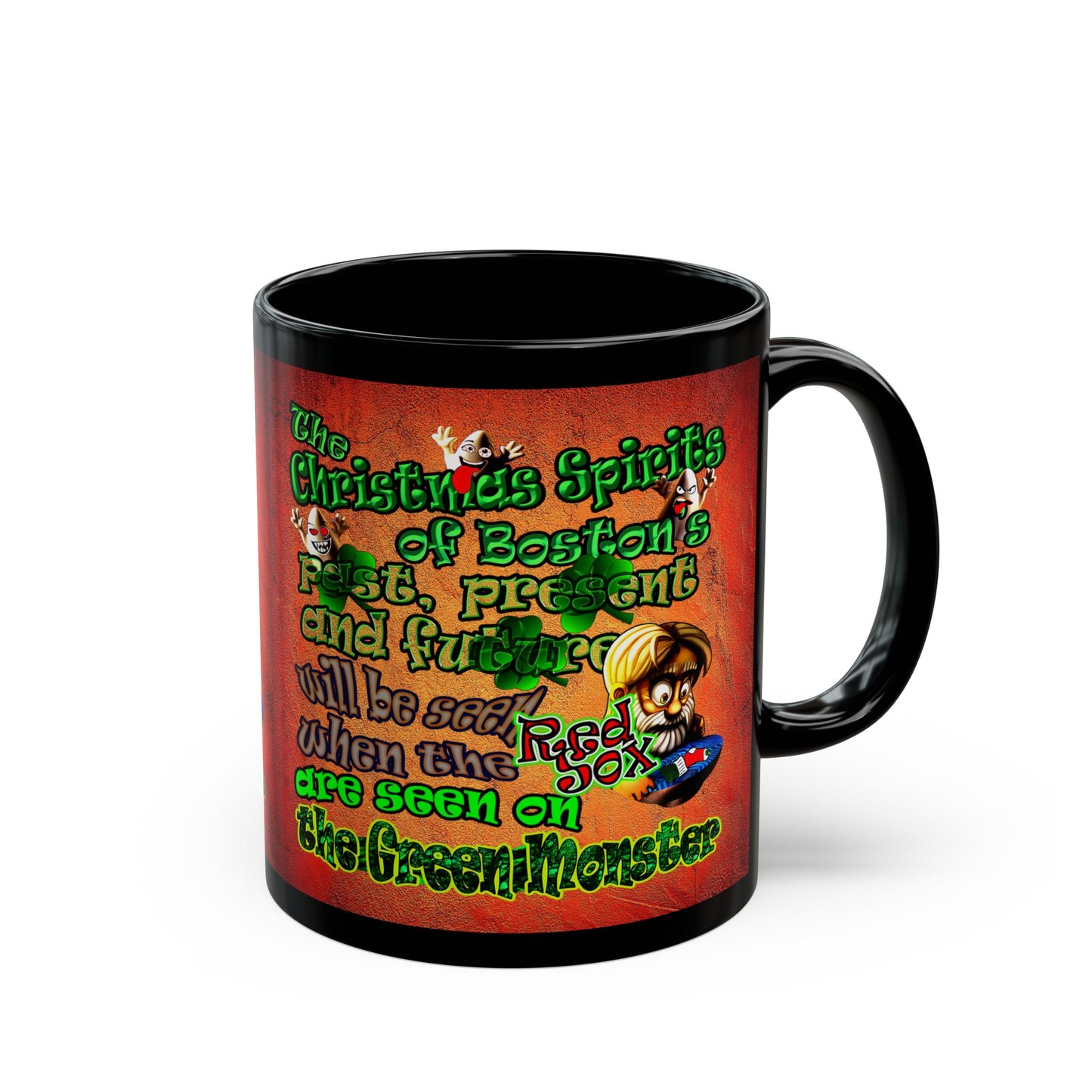 christmas spirits of boston - Black Mug (burnt orange)