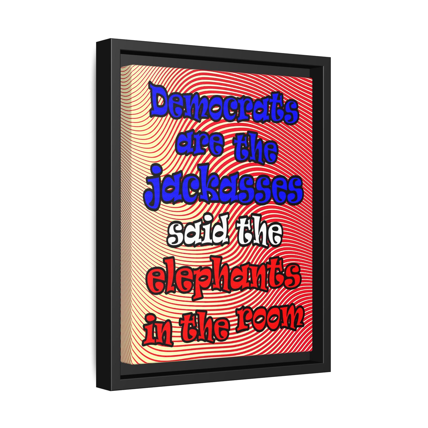 donkeys and elephants - framed canvas art (yellow-orange wave)