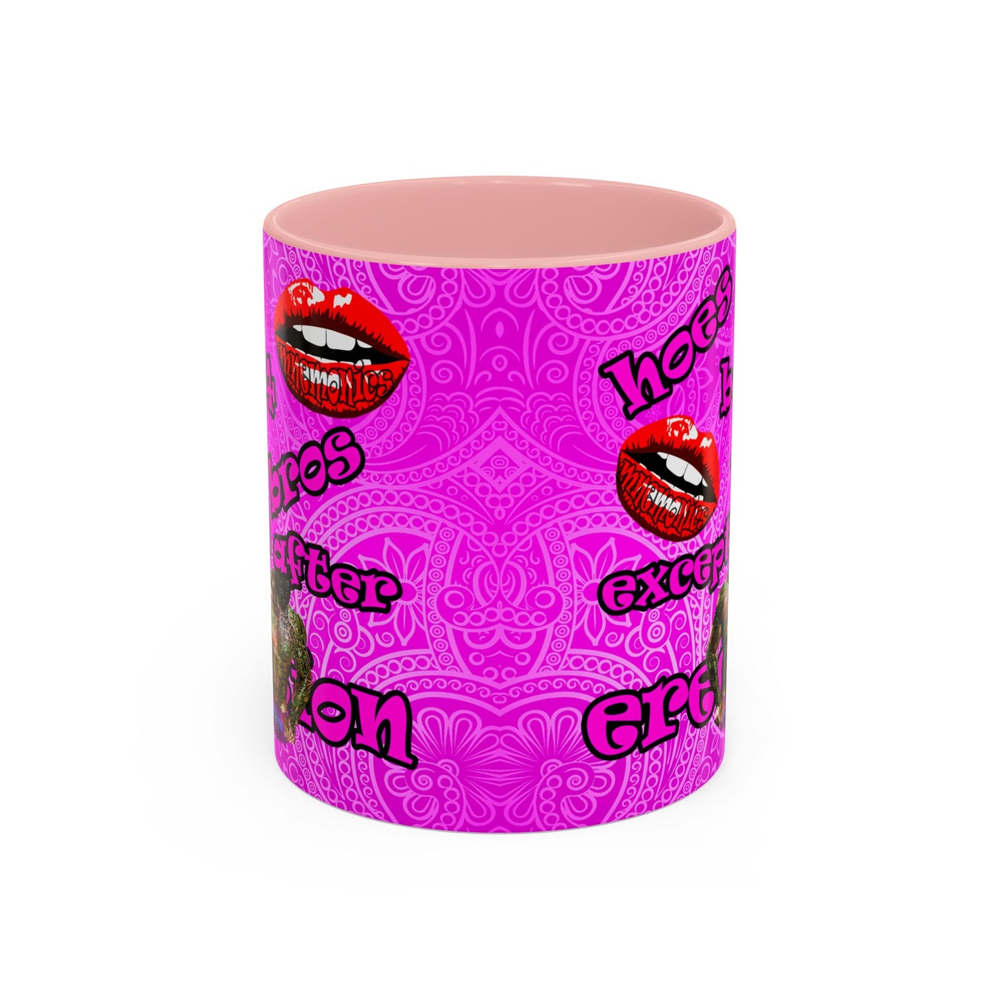 hoes b4 bros - Accent Mug (pink swirl)