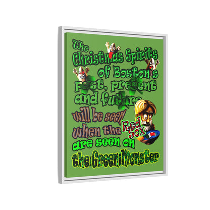 christmas spirits of boston - framed canvas art (green)