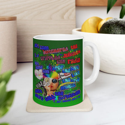 drop the beat - White Mug (logo green)