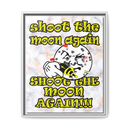 shoot the moon again - framed canvas art (white marble)