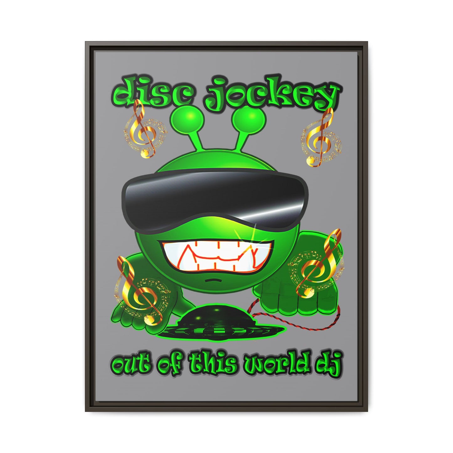 disc jockey - framed canvas art (grey)