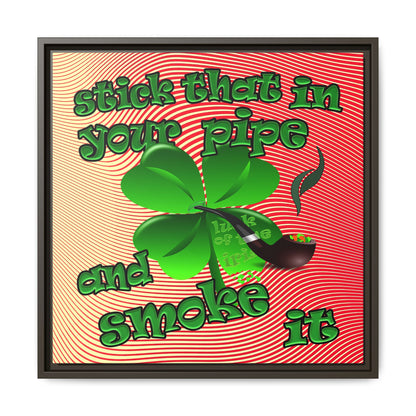 stick that in your pipe and smoke it - framed canvas art (yellow-orange wave)