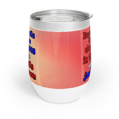 donkeys and elephants - Chill Wine Tumbler (yellow-orange wave)