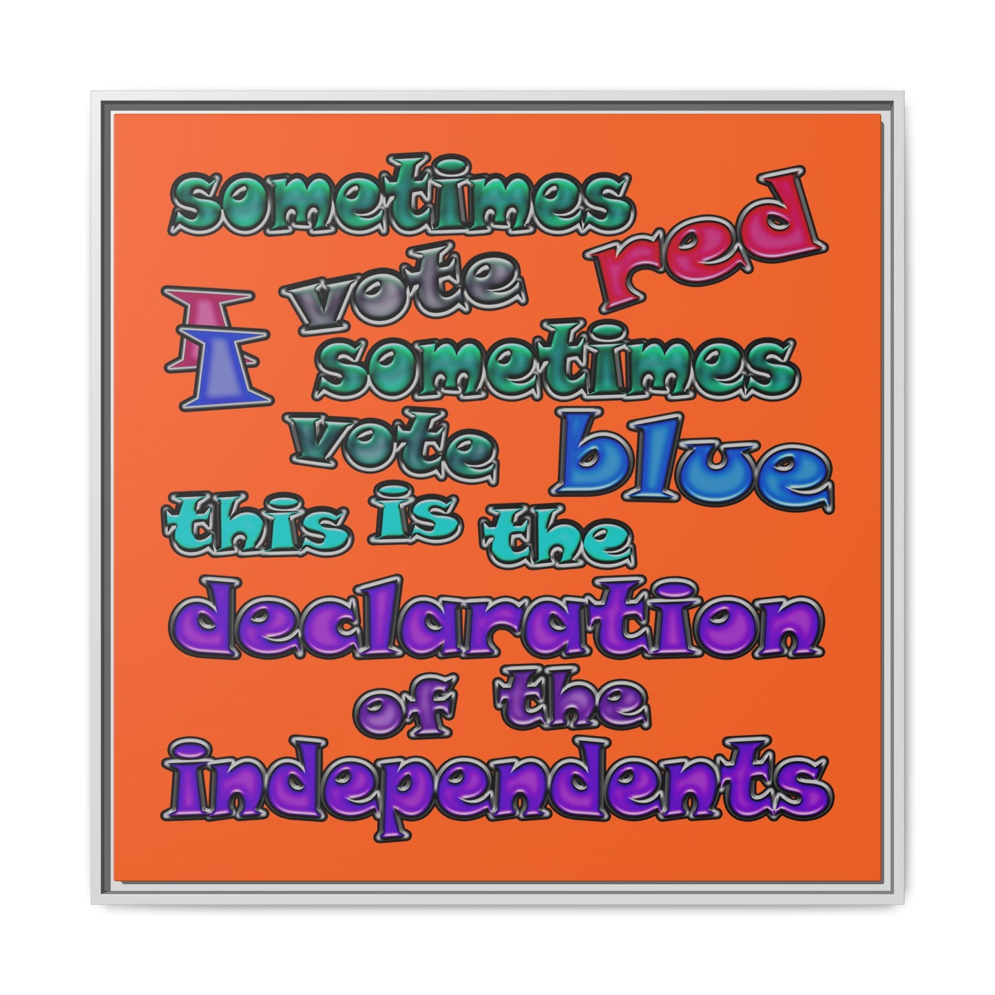 declaration of the independents - framed canvas art (orange)