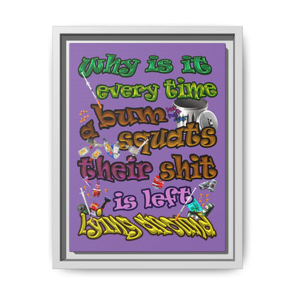 the bum's shit - framed canvas art (light purple)