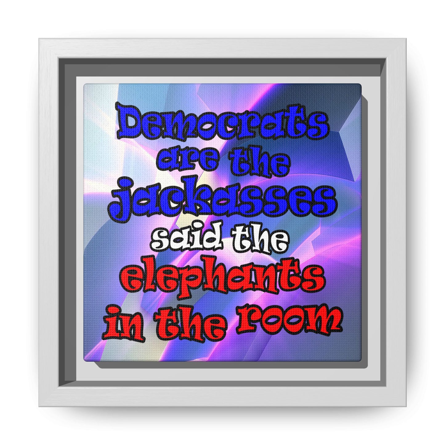 donkeys and elephants - framed canvas art (grey-pink wave)