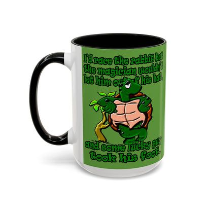 turtle race - Accent Mug (green)