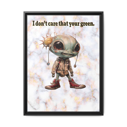 I don't care that your green - framed canvas art (white marble)