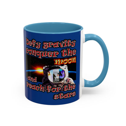 defy conquer reach - Accent Mug (dark blue)