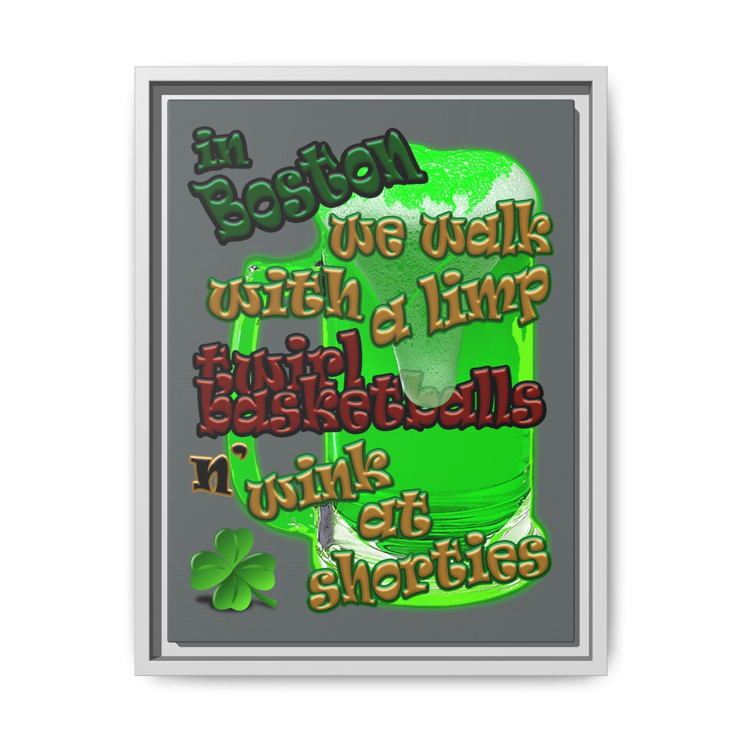 celtics logo - framed canvas art (dark grey)