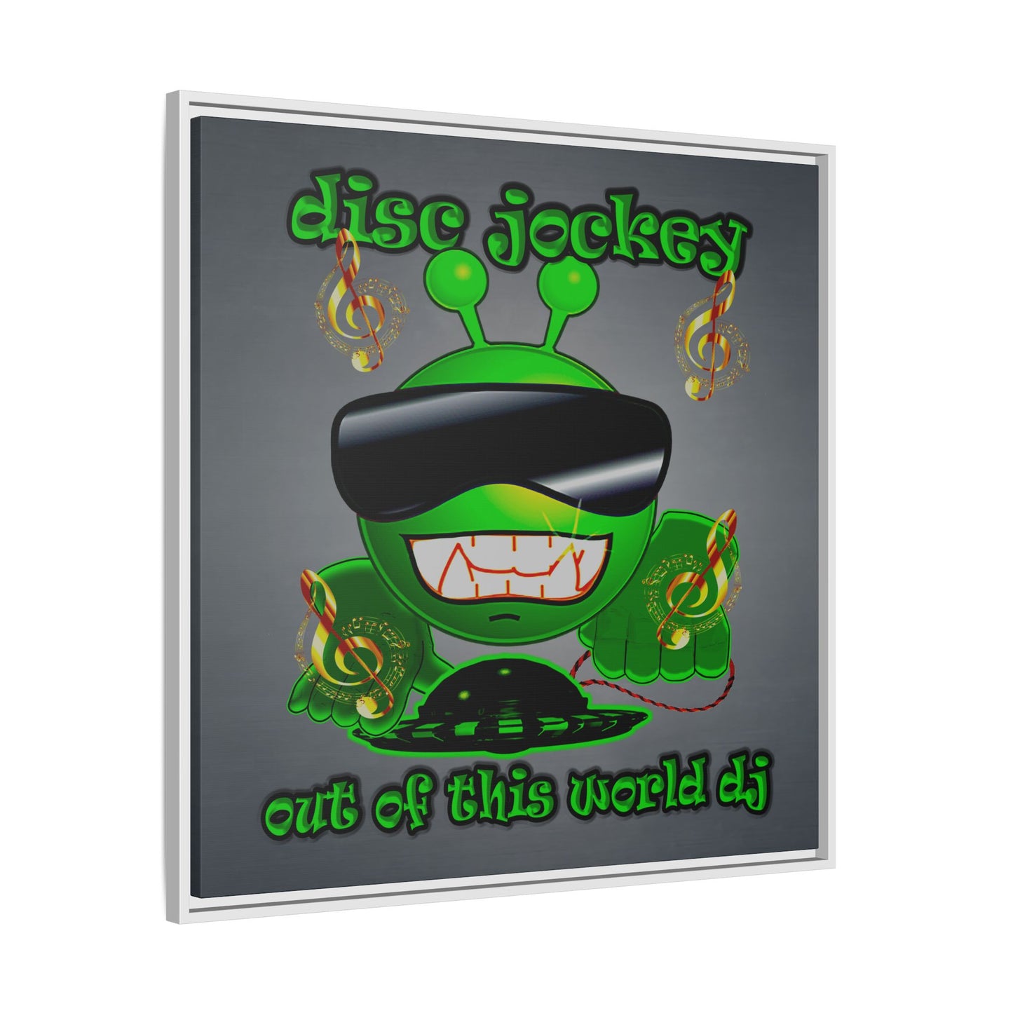 disc jockey - framed canvas art (grey-light grey)