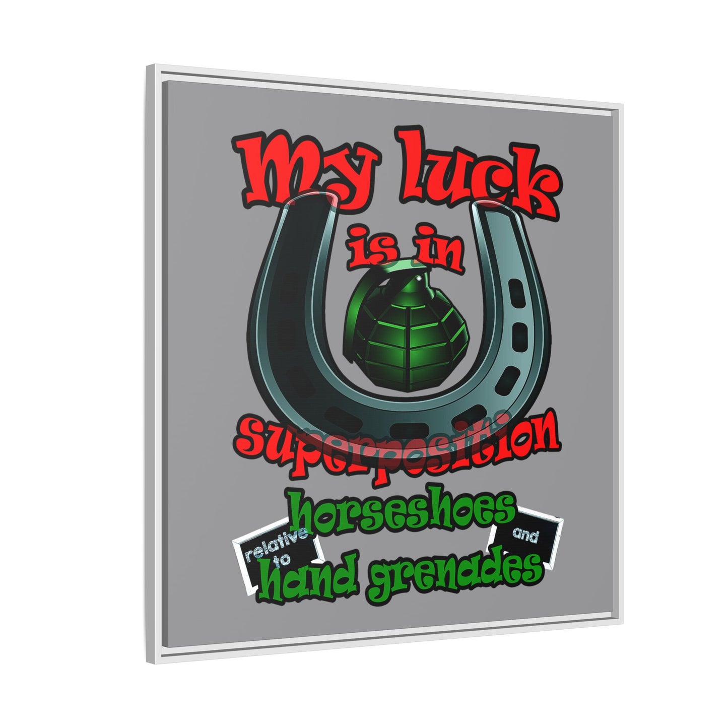 my luck - framed canvas art (grey)