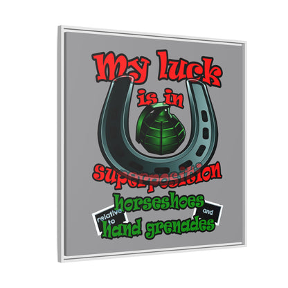 my luck - framed canvas art (grey)