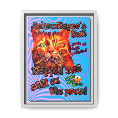 schrodinger's cat - framed canvas art (light blue-purple wave)
