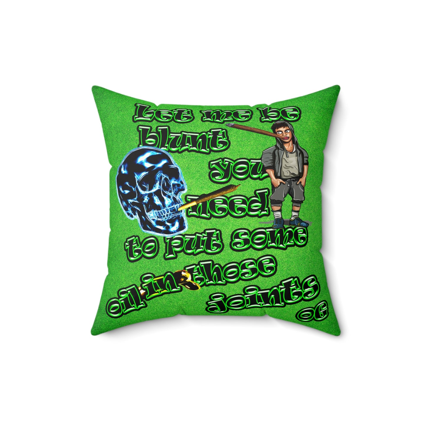 og - Faux Suede Square Pillow - (green turf)