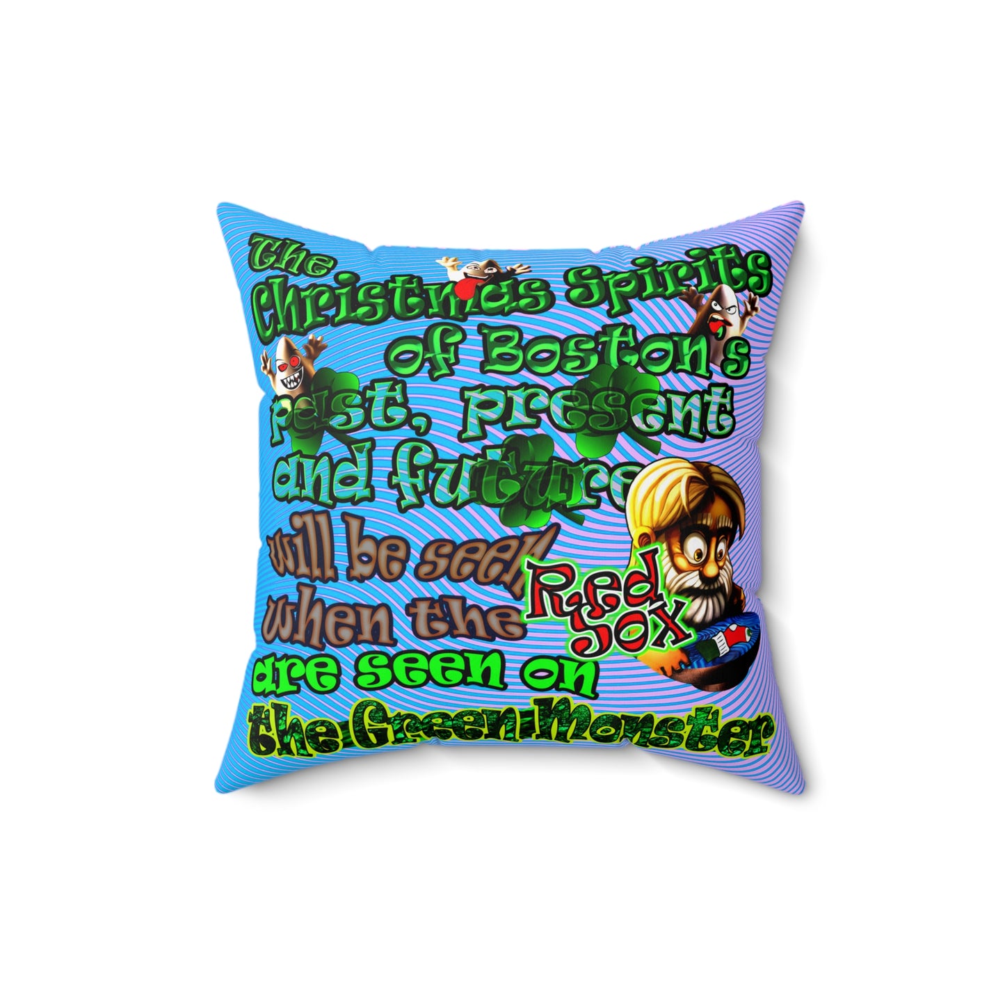 christmas spirits of boston - Spun Polyester Square Pillow - (light blue-purple wave)