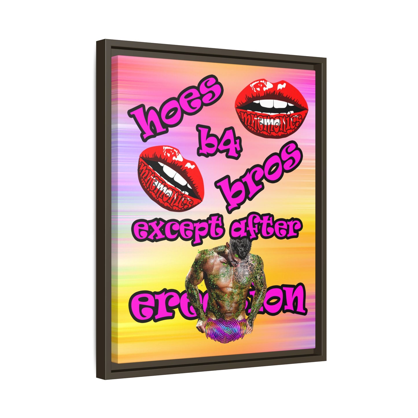 hoes b4 bros - framed canvas art (color blur)