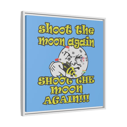 shoot the moon again - framed canvas art (light blue)