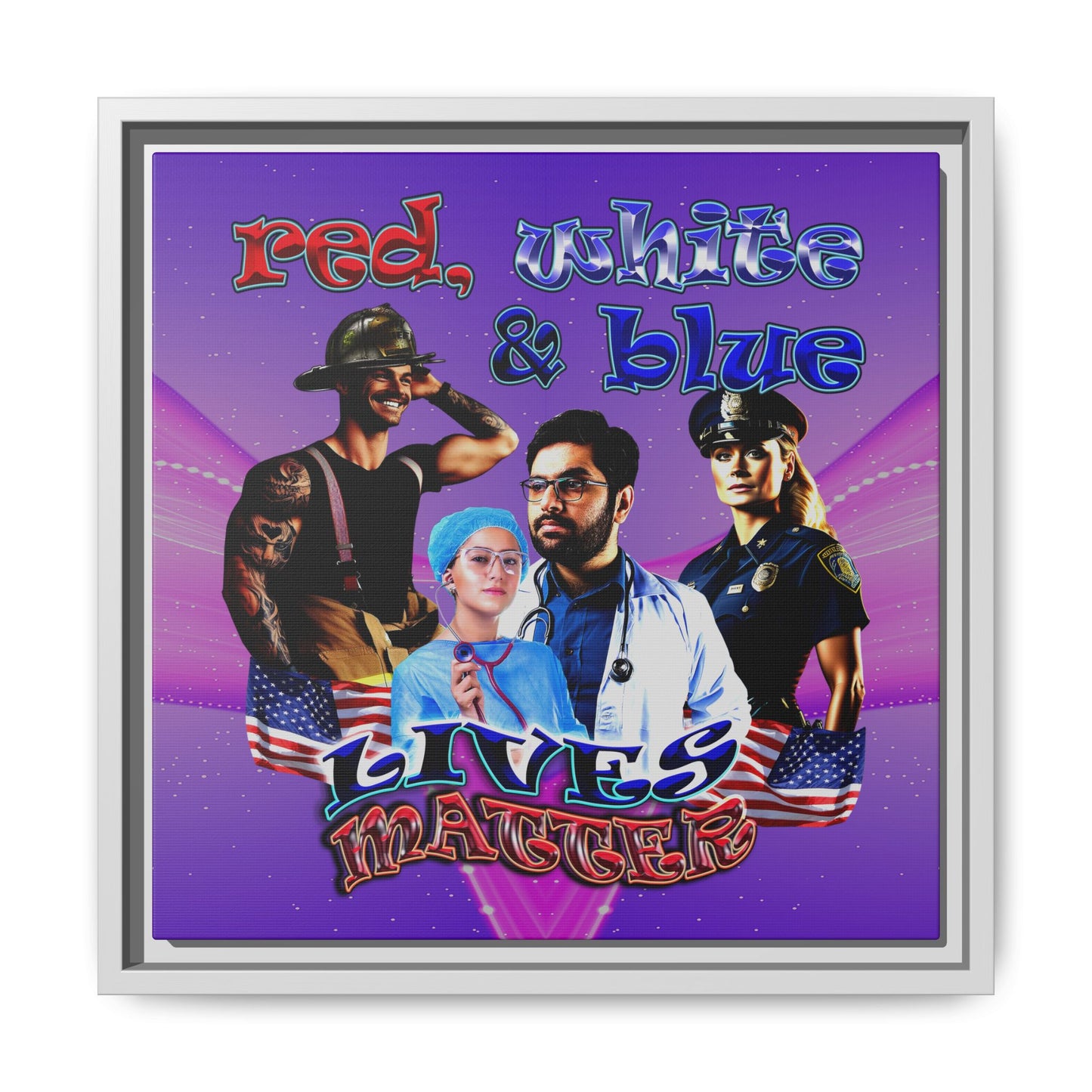 rw&b lives matter - framed canvas art (purple-pink wave)