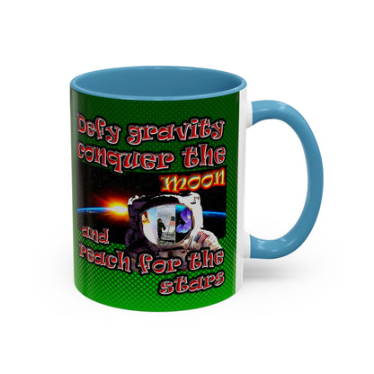 defy conquer reach - Accent Mug (logo green)