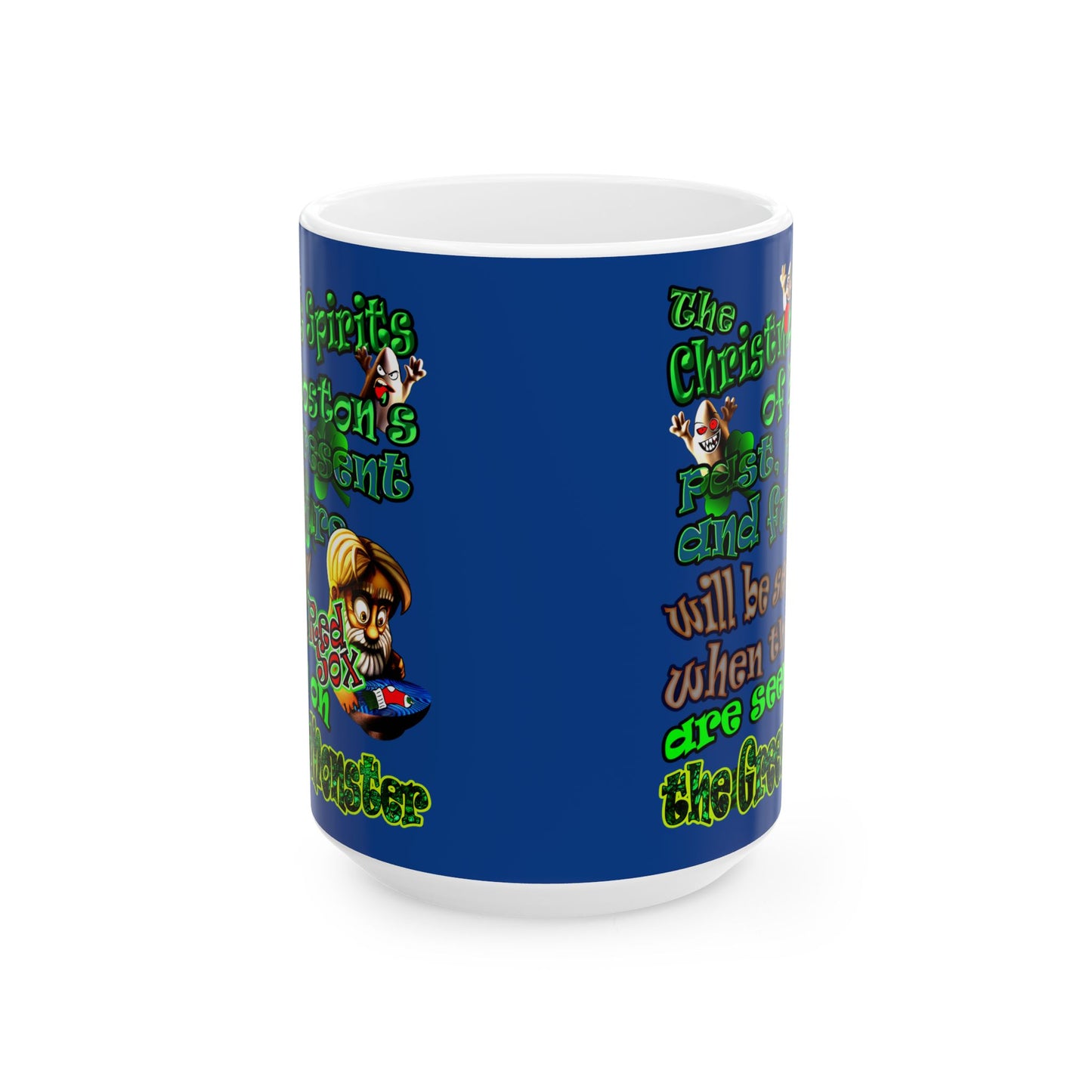 christmas spirits of boston - White Mug (dark blue)