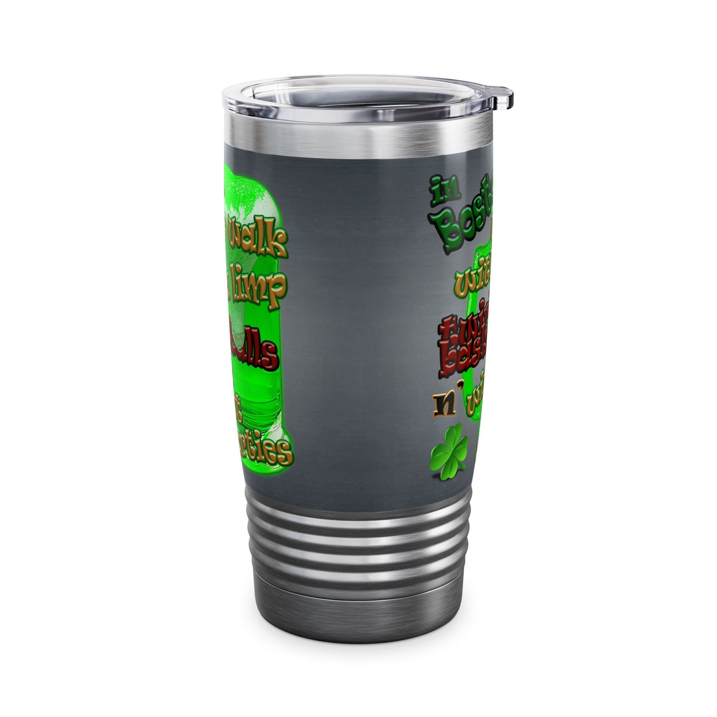 celtics logo - Ringneck Tumbler, 20oz (grey-light grey)