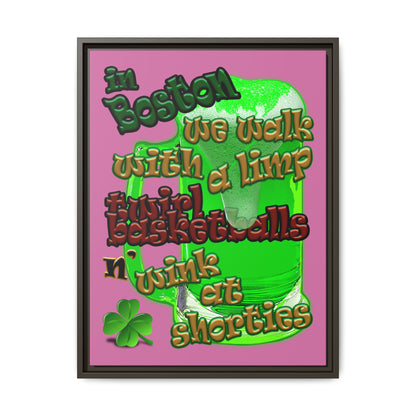 celtics logo - framed canvas art (light pink)