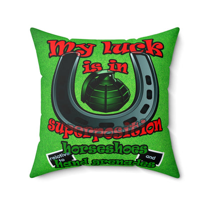 my luck - Spun Polyester Square Pillow - (green turf)