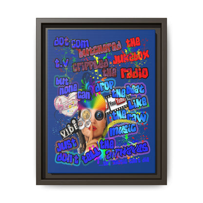 drop the beat - framed canvas art (dark blue)