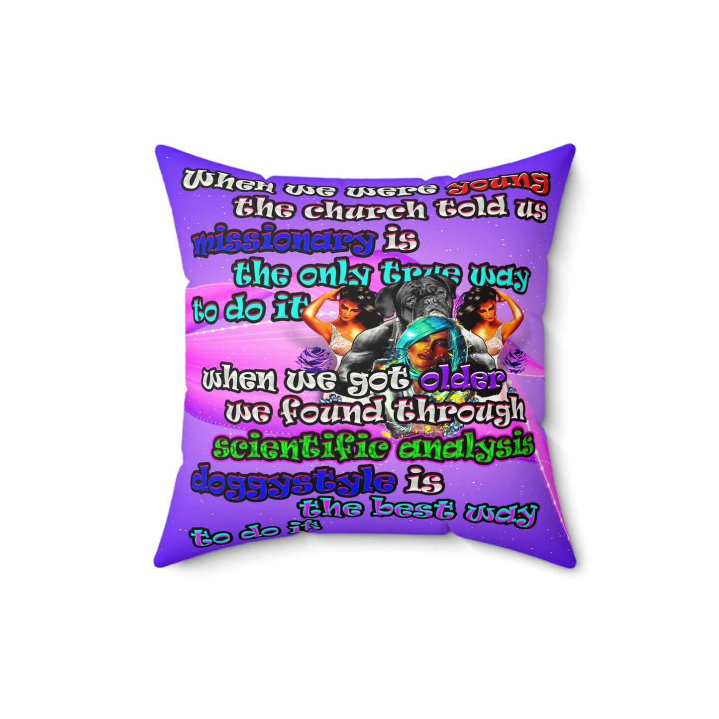 doggystyle - Faux Suede Square Pillow - (purple-pink wave)