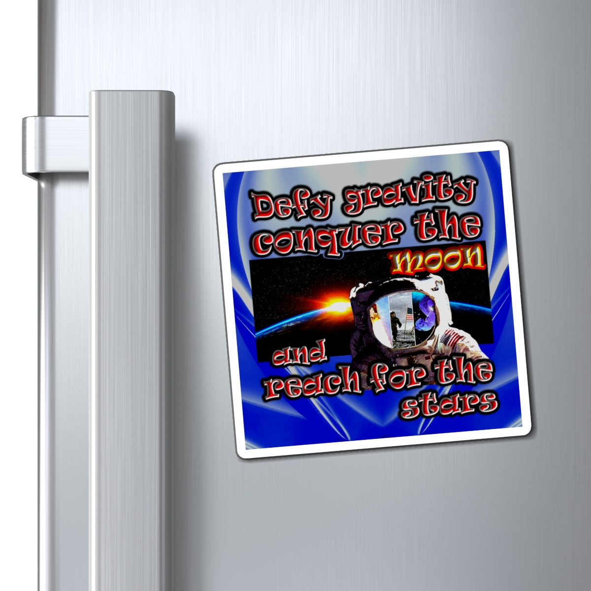 defy conquer reach - Magnets - (blue-white wave)