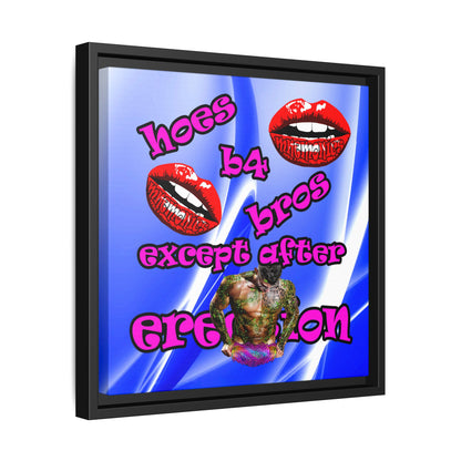 hoes b4 bros - framed canvas art (blue-white wave)