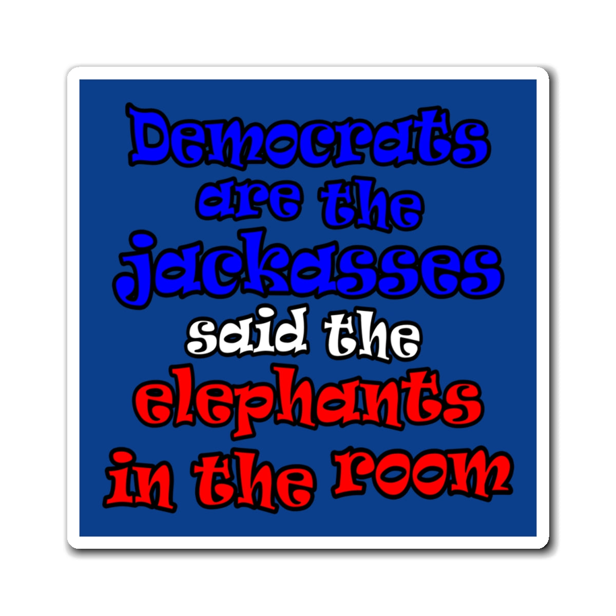 donkeys and elephants - Magnets - (dark blue)