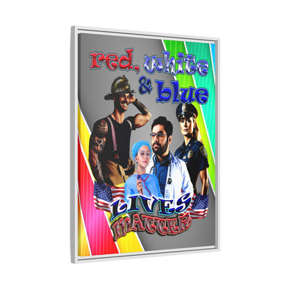 rw&b lives matter - framed canvas art (rainbow split)