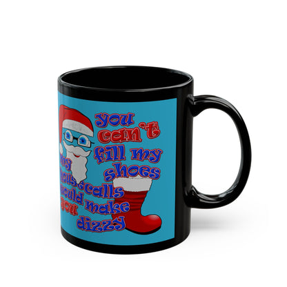 santa's shoes - Black Mug (turquoise)