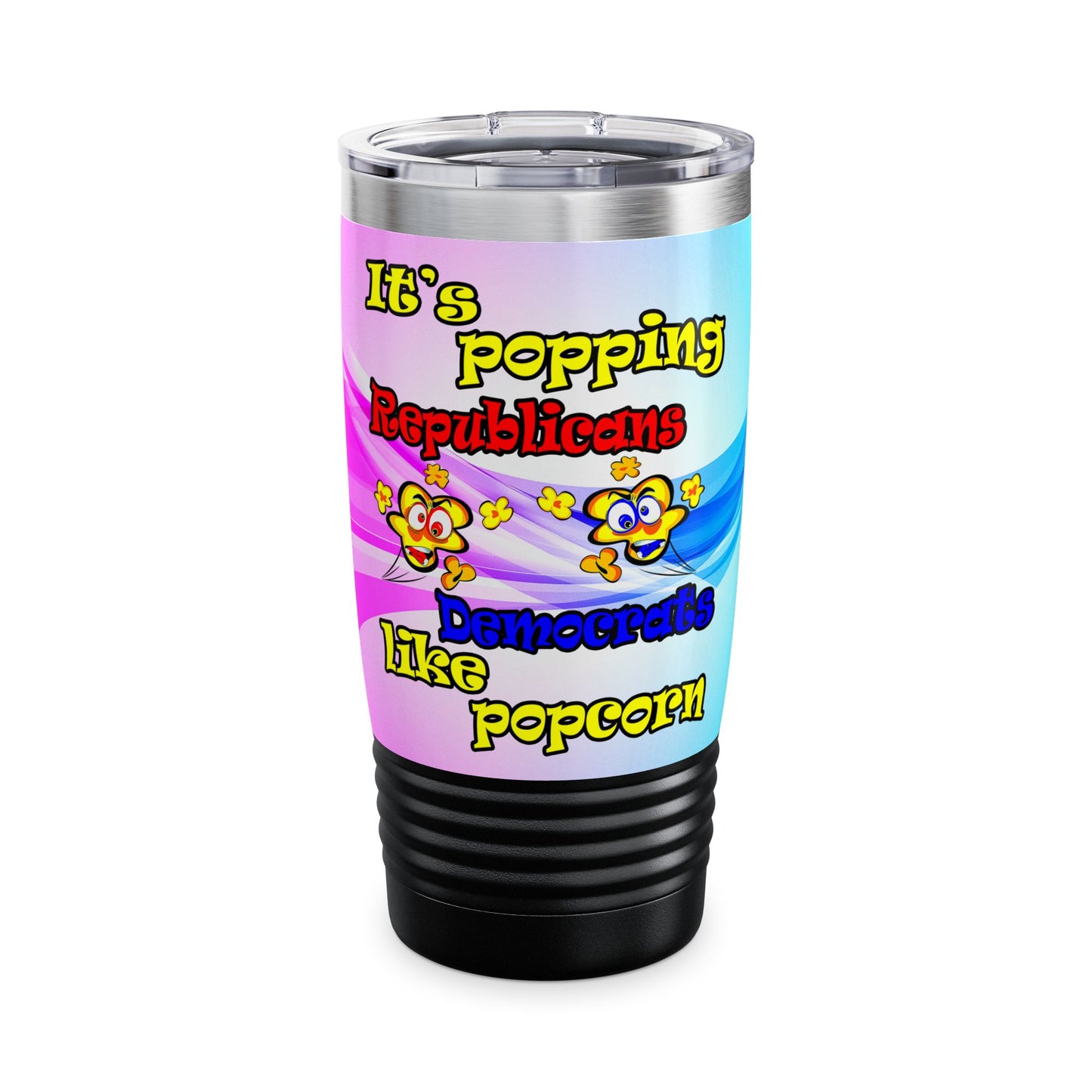popping like popcorn - Ringneck Tumbler, 20oz (light blue-pink wave)